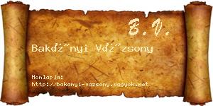 Bakányi Vázsony névjegykártya